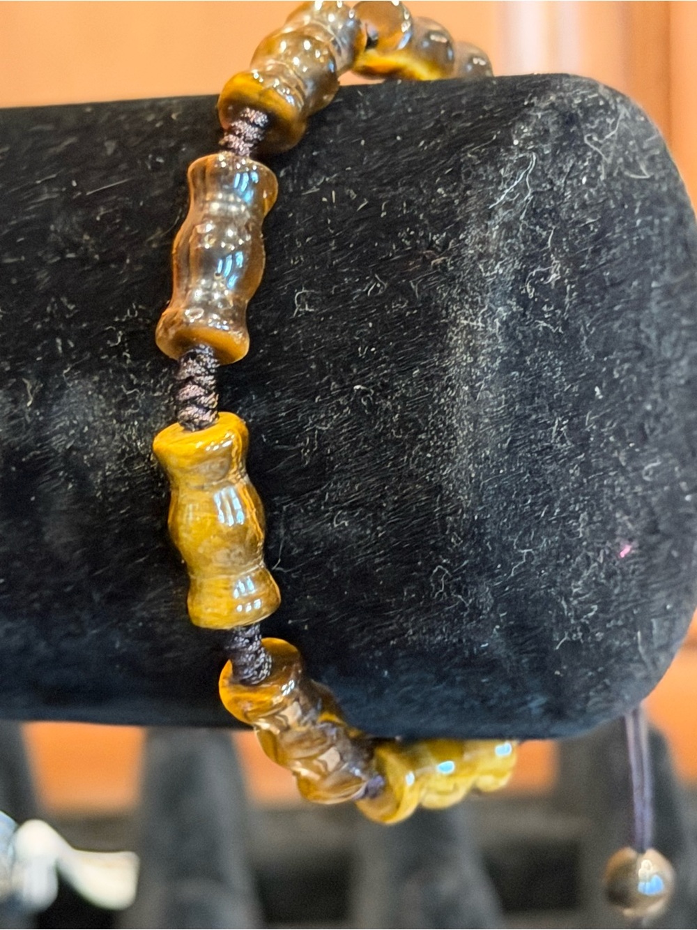 Genuine Yellow Tigers Eye Bamboo Beaded Bracelet - 6-9 inches (30.00 ctw)